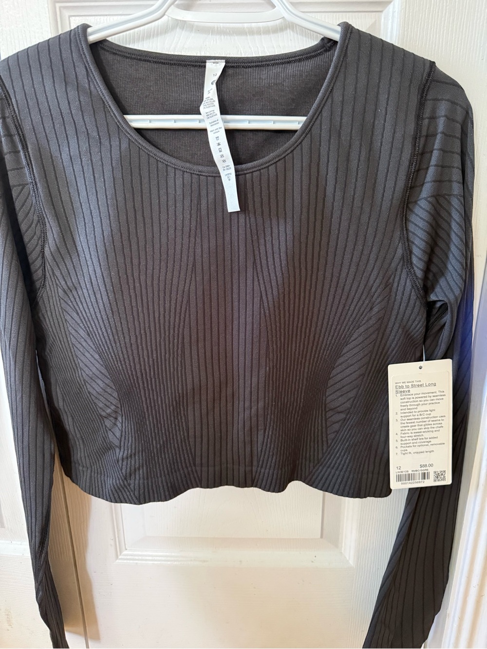 lululemon athletica ebb to street long sleeve char grey/black
